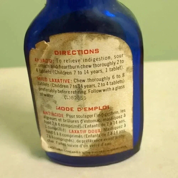 Cobalt  Blue Phillips Milk of Magnesium Tablets bottle - Picture 4 of 5